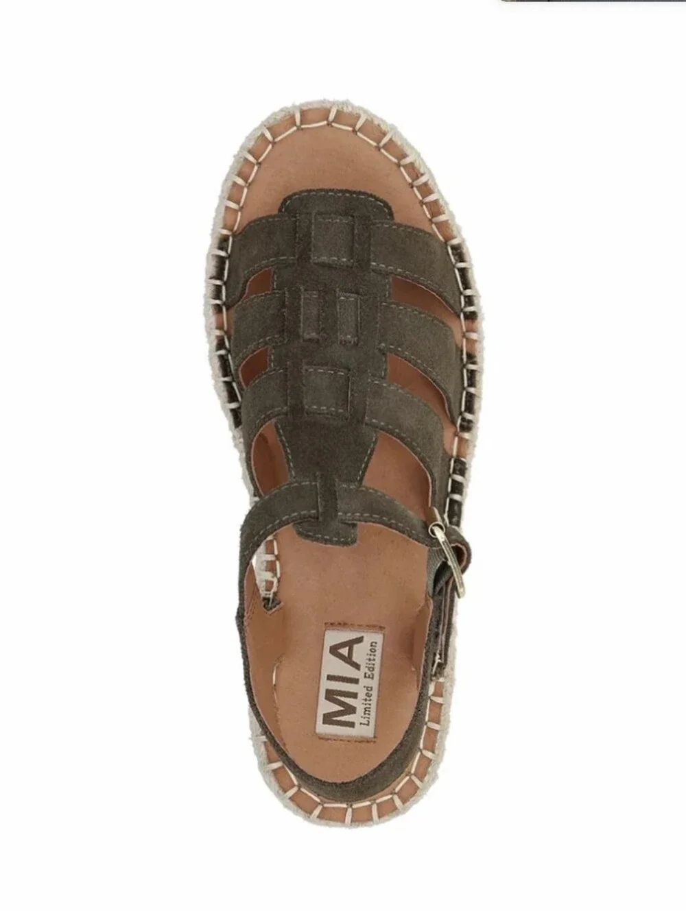 NWT MIA DANETTE Women’s Olive Suede Strappy Espadrille Sandals
